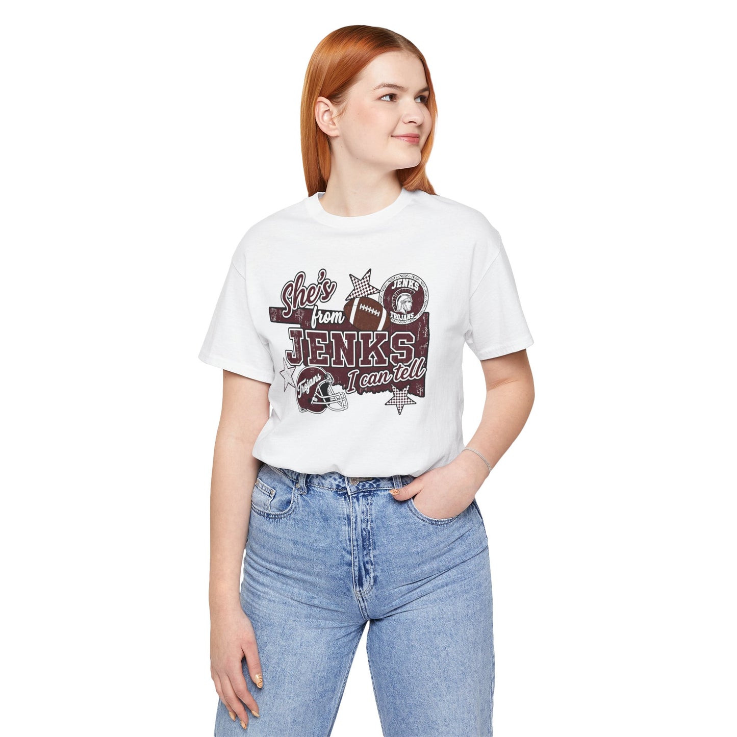 She's from Jenks Tee — Vintage High School Football Graphic T-Shirt