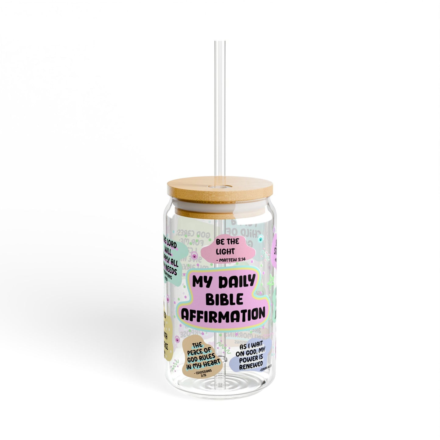 My Daily Bible Affirmation Sipper Glass - 16oz Inspirational Christian Drink Tumbler