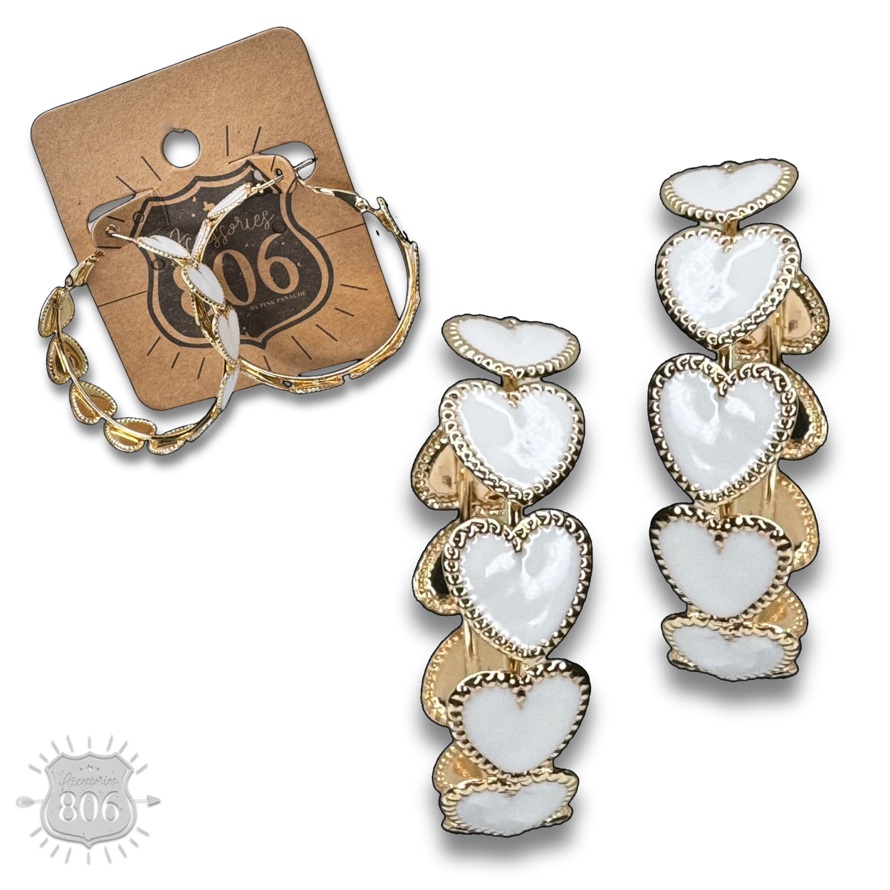 Enamel heart hoop earring, last call