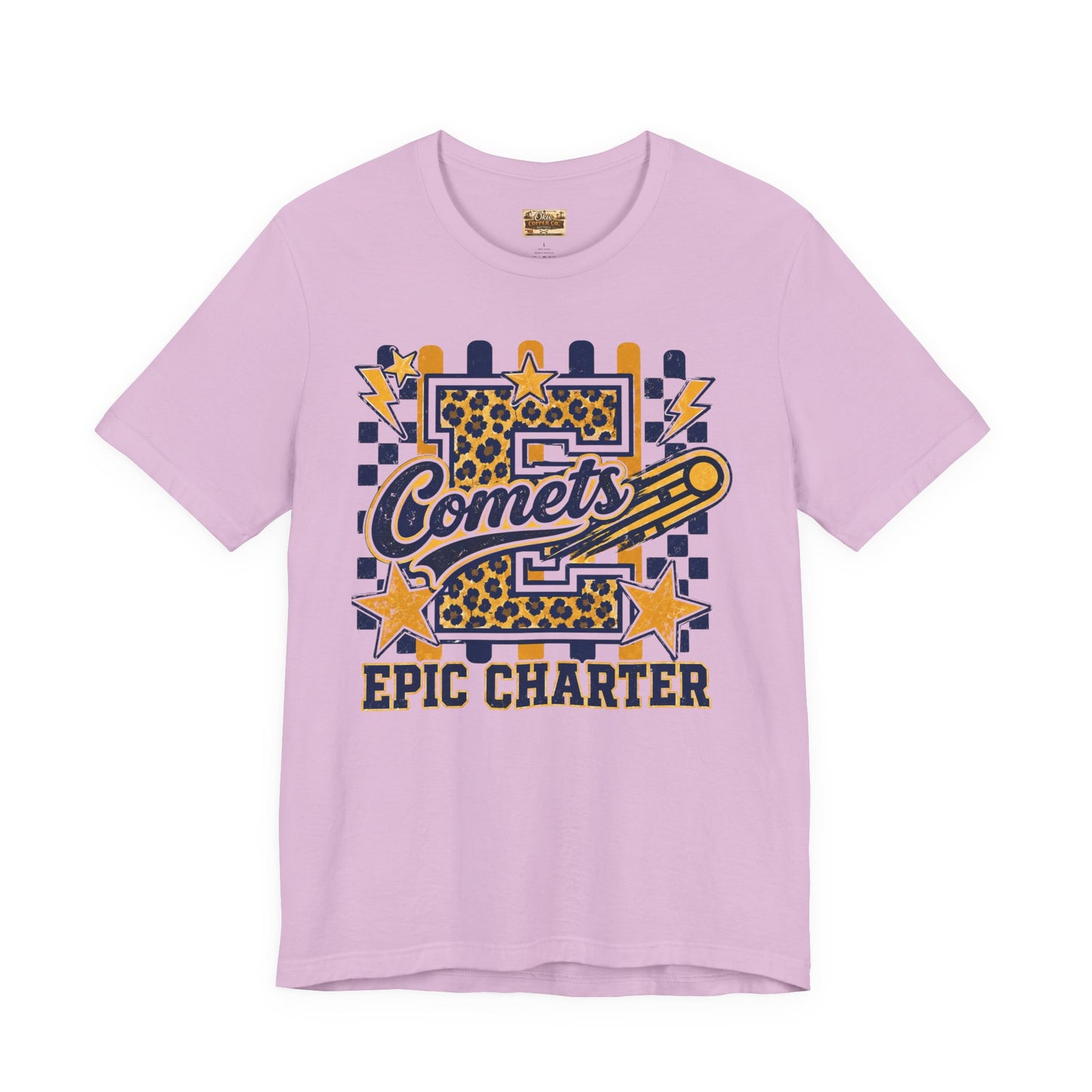 Comets Epic Charter Baseball T-Shirt — Leopard Letter Sports Tee
