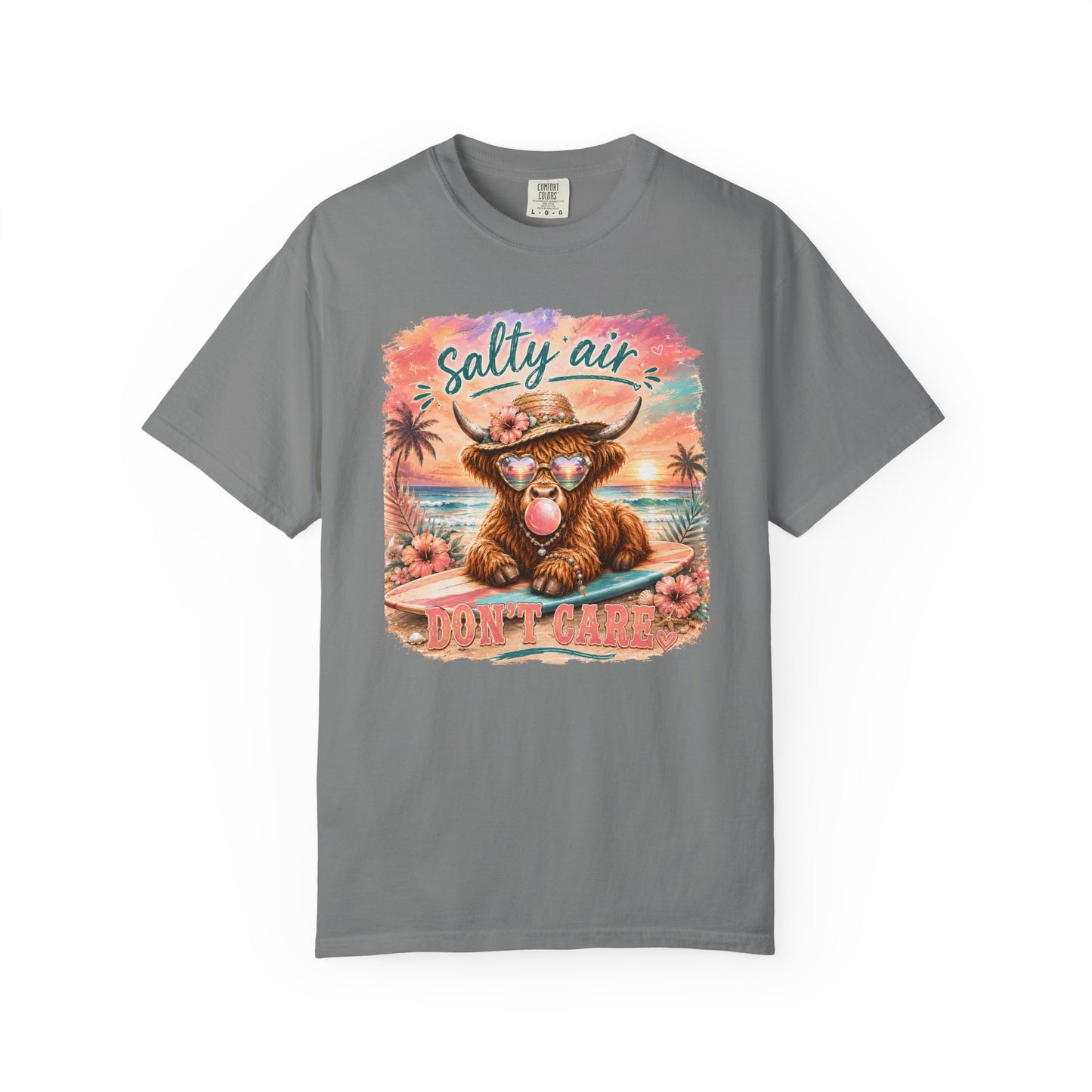 Salty Air "Don't Care" Beach Cow Graphic T-Shirt