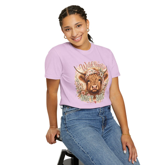T-Shirt — “Wild Heart, Soft Soul” Highland Cow Graphic Tee