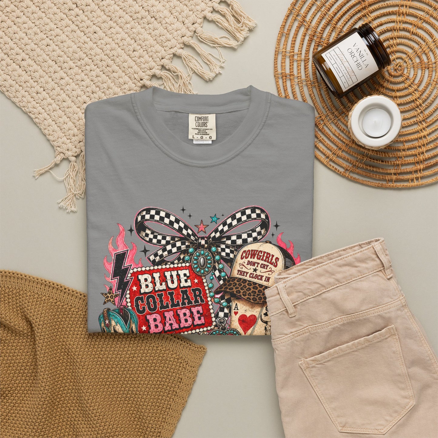 Blue Collar Babe T-Shirt — Retro Cowgirl Graphic Tee