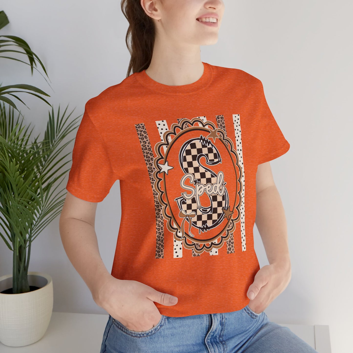 Sped S Monogram Tee — Checkerboard Leopard Graphic T-Shirt
