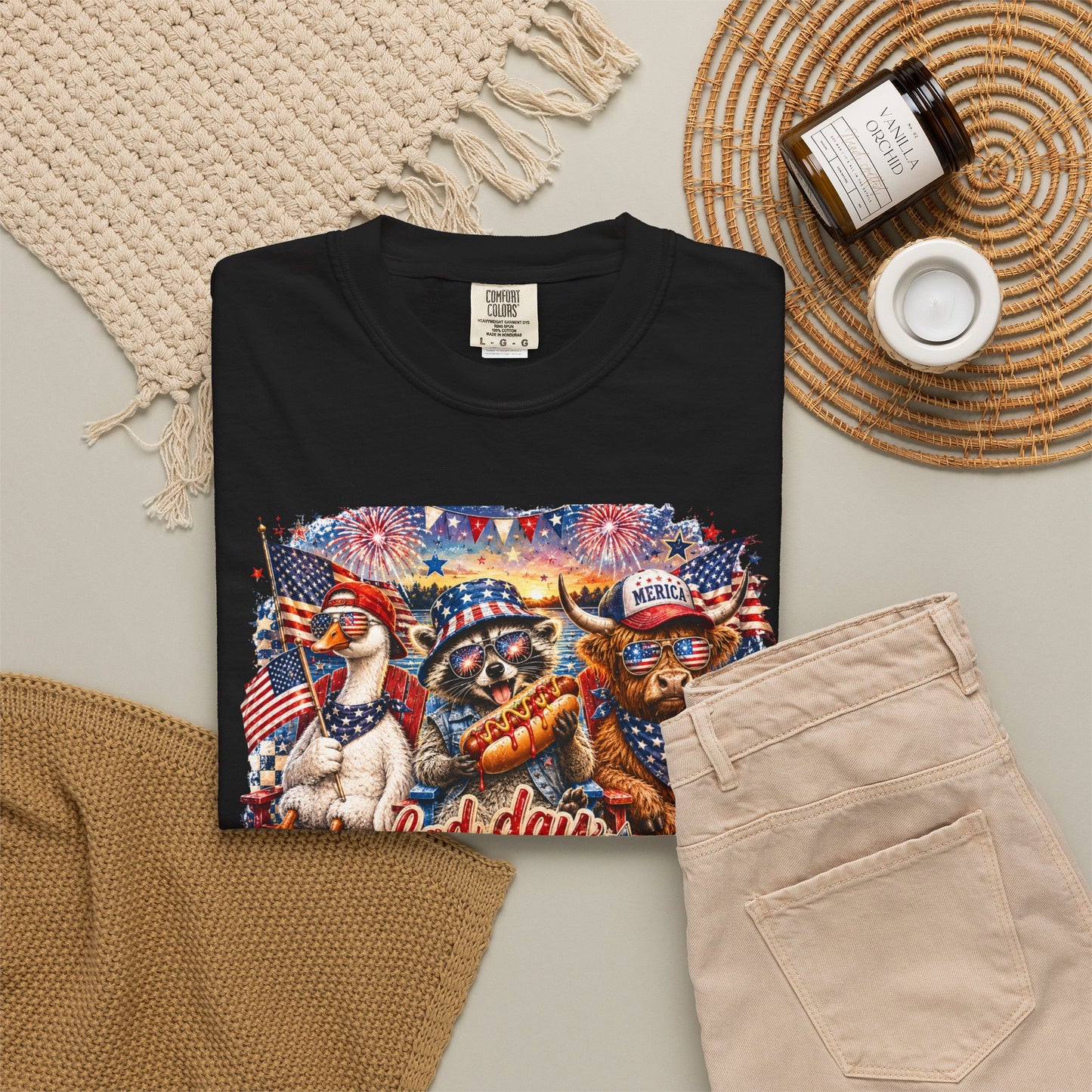 Patriotic 'Born to Be a Hot Dog' Graphic T-Shirt