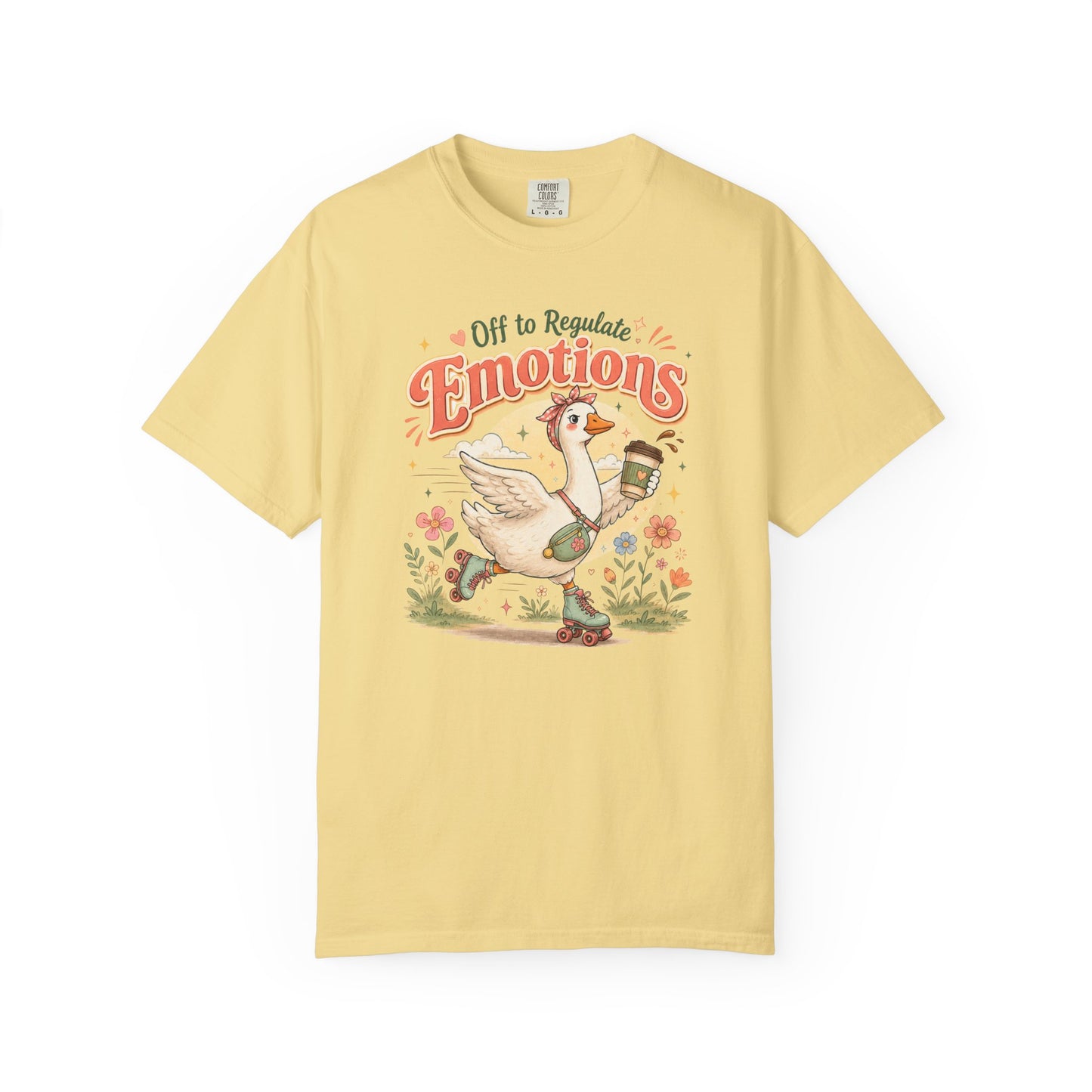 Emotions Duck Graphic T-Shirt — "Off to Regulate" Vintage Coffee Tee