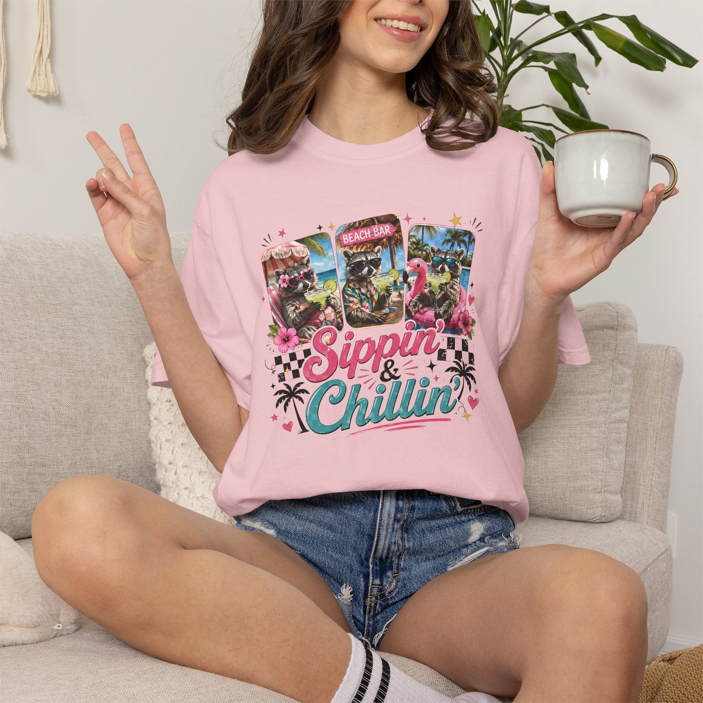 Sippin' & Chillin' T-Shirt — Retro Tropical Drink Graphic Tee
