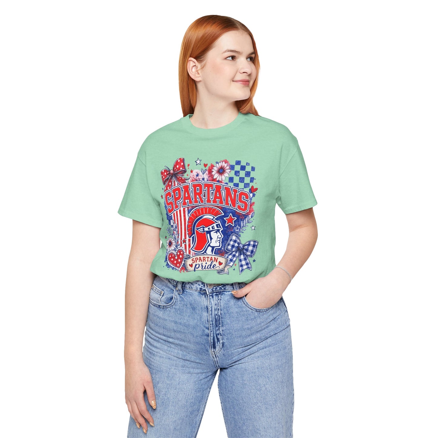 Spartans Pride Graphic Tee — Red, White & Blue School Spirit T-Shirt