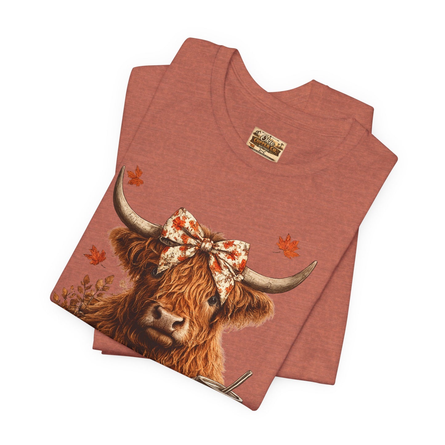 Autumn Highland Cow Tee — Fall Pumpkin Latte Graphic T-Shirt