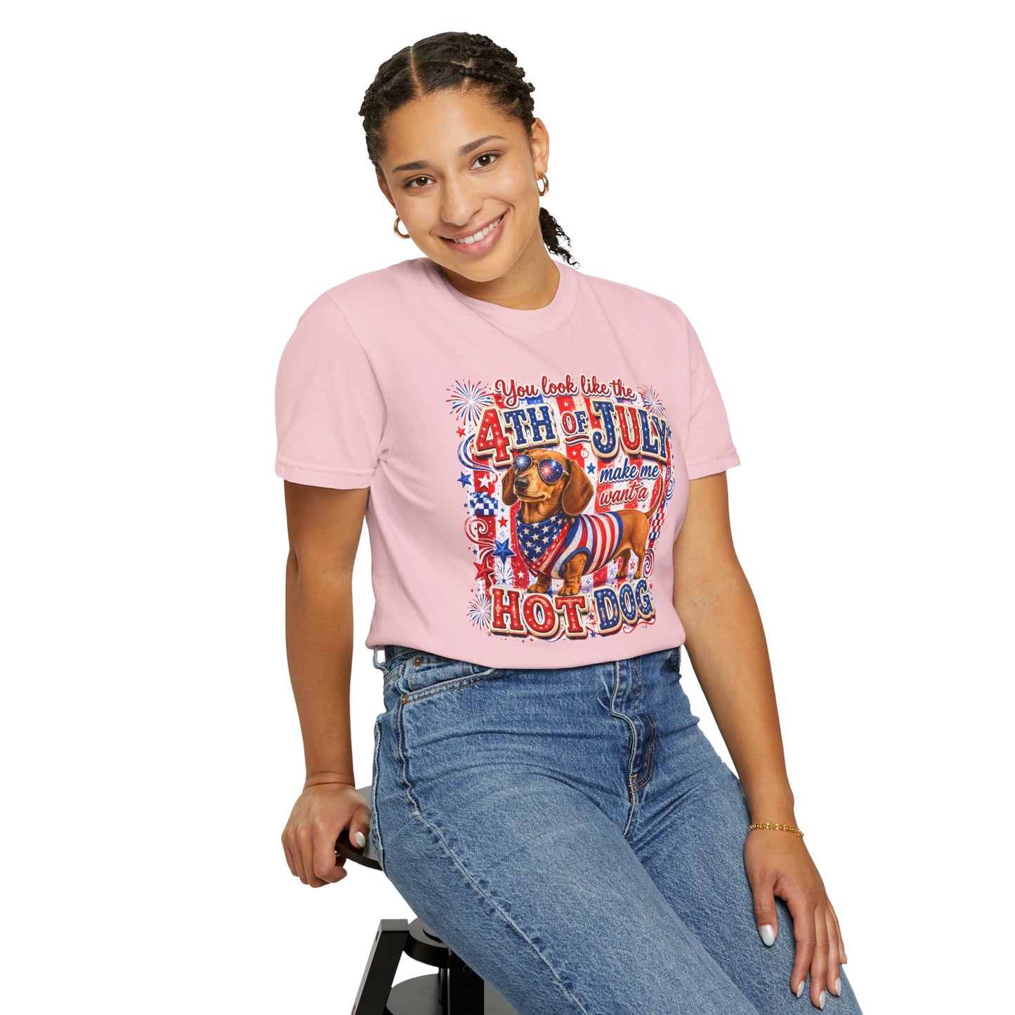 4th of July Hot Dog Dachshund T-Shirt – Patriotic Funny BBQ Tee