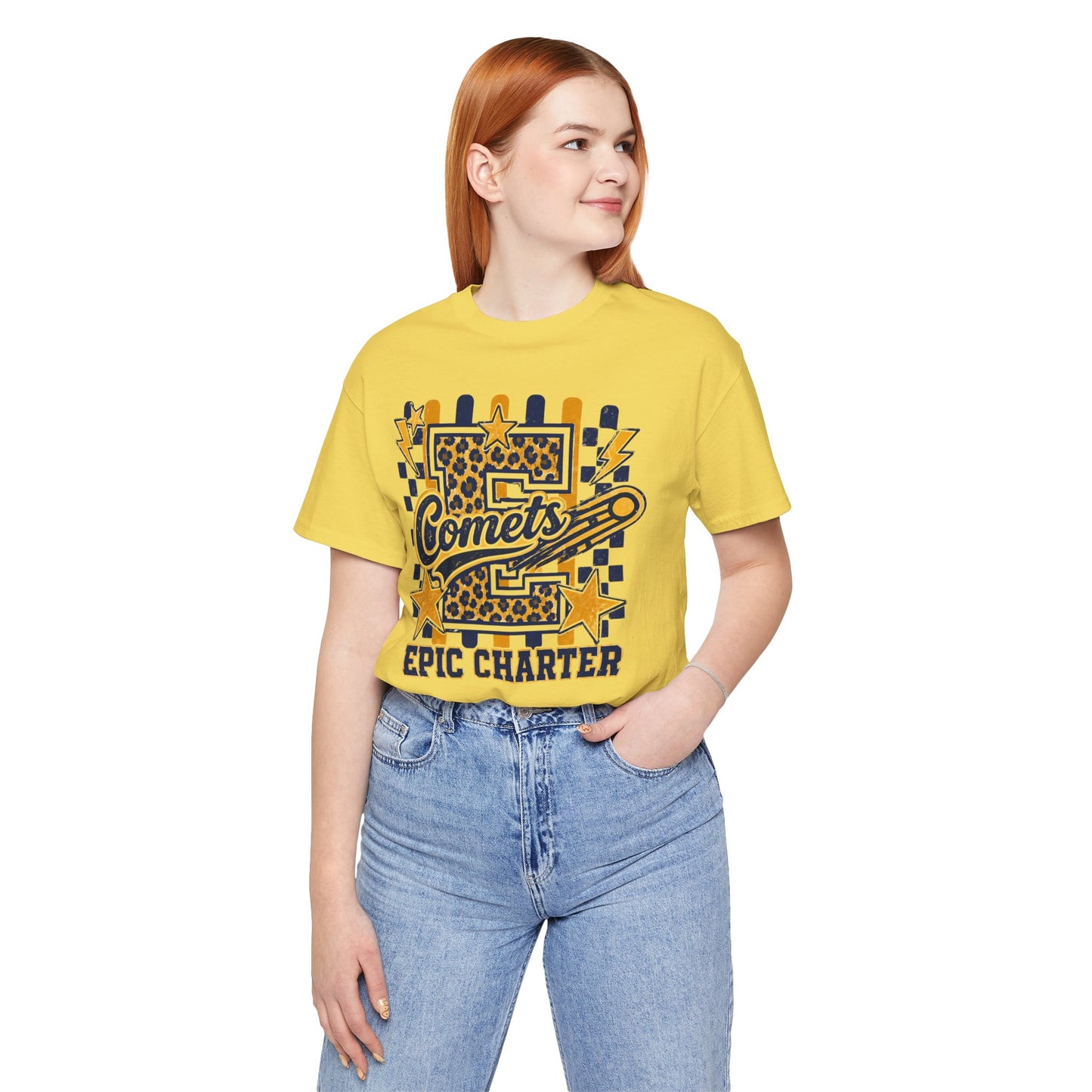 Comets Epic Charter Baseball T-Shirt — Leopard Letter Sports Tee