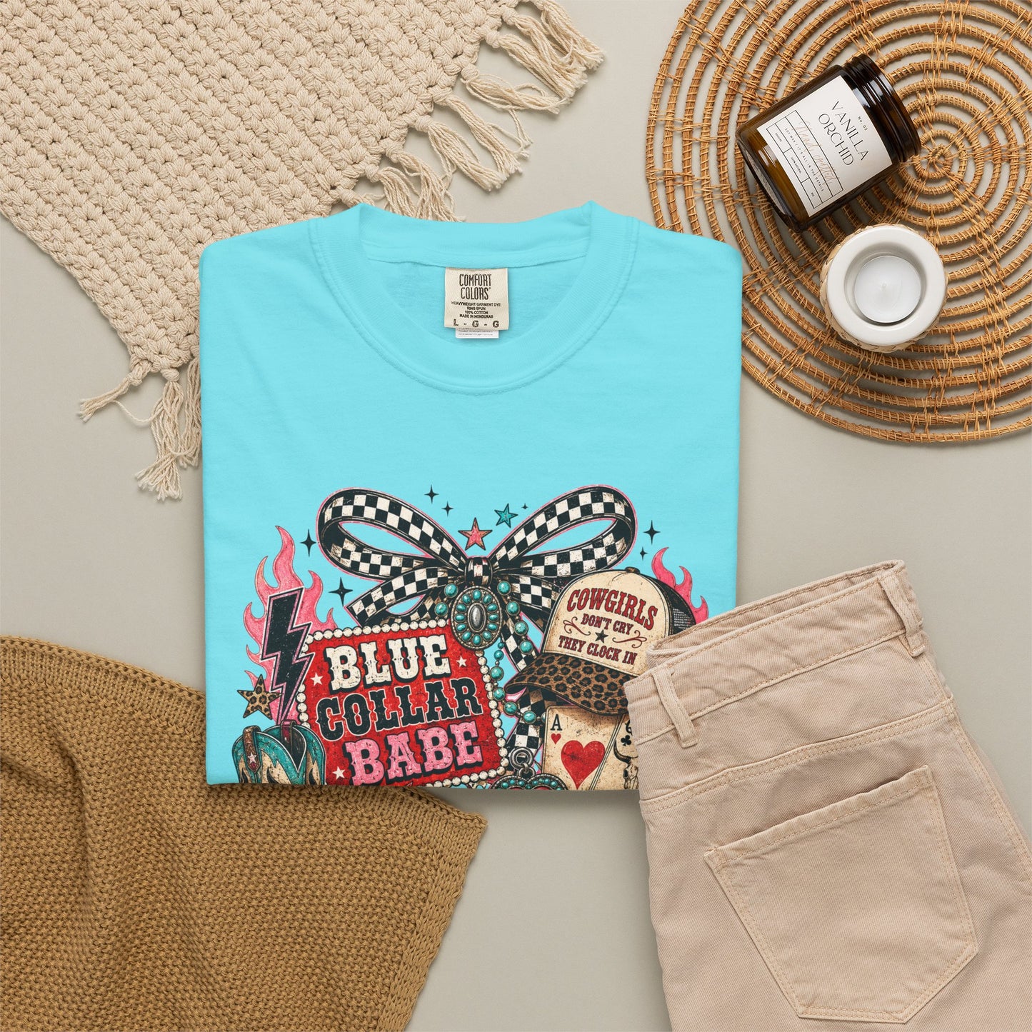 Blue Collar Babe T-Shirt — Retro Cowgirl Graphic Tee