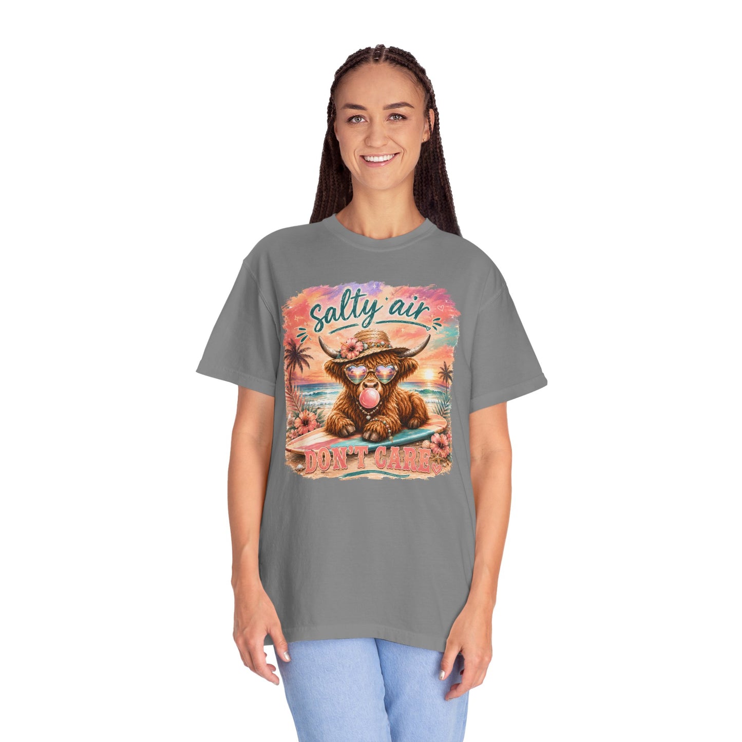 Salty Air "Don't Care" Beach Cow Graphic T-Shirt