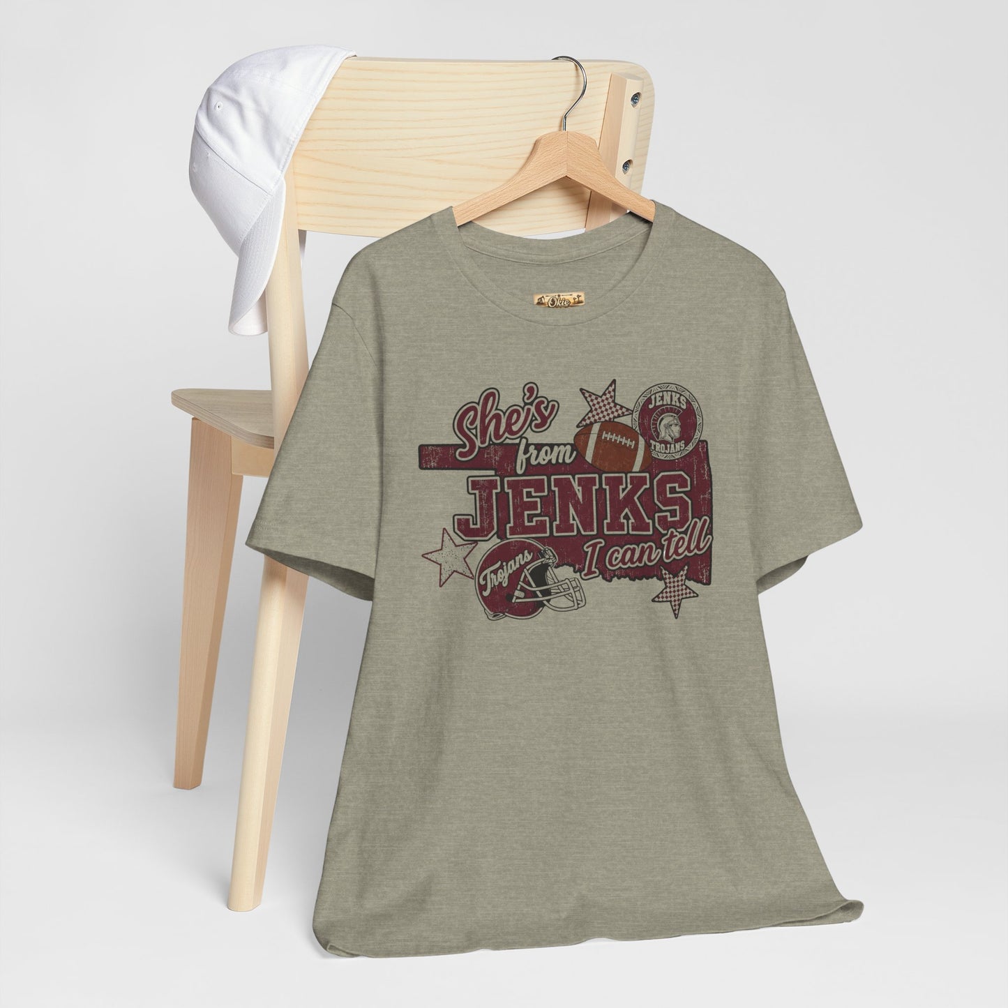 She's from Jenks Tee — Vintage High School Football Graphic T-Shirt