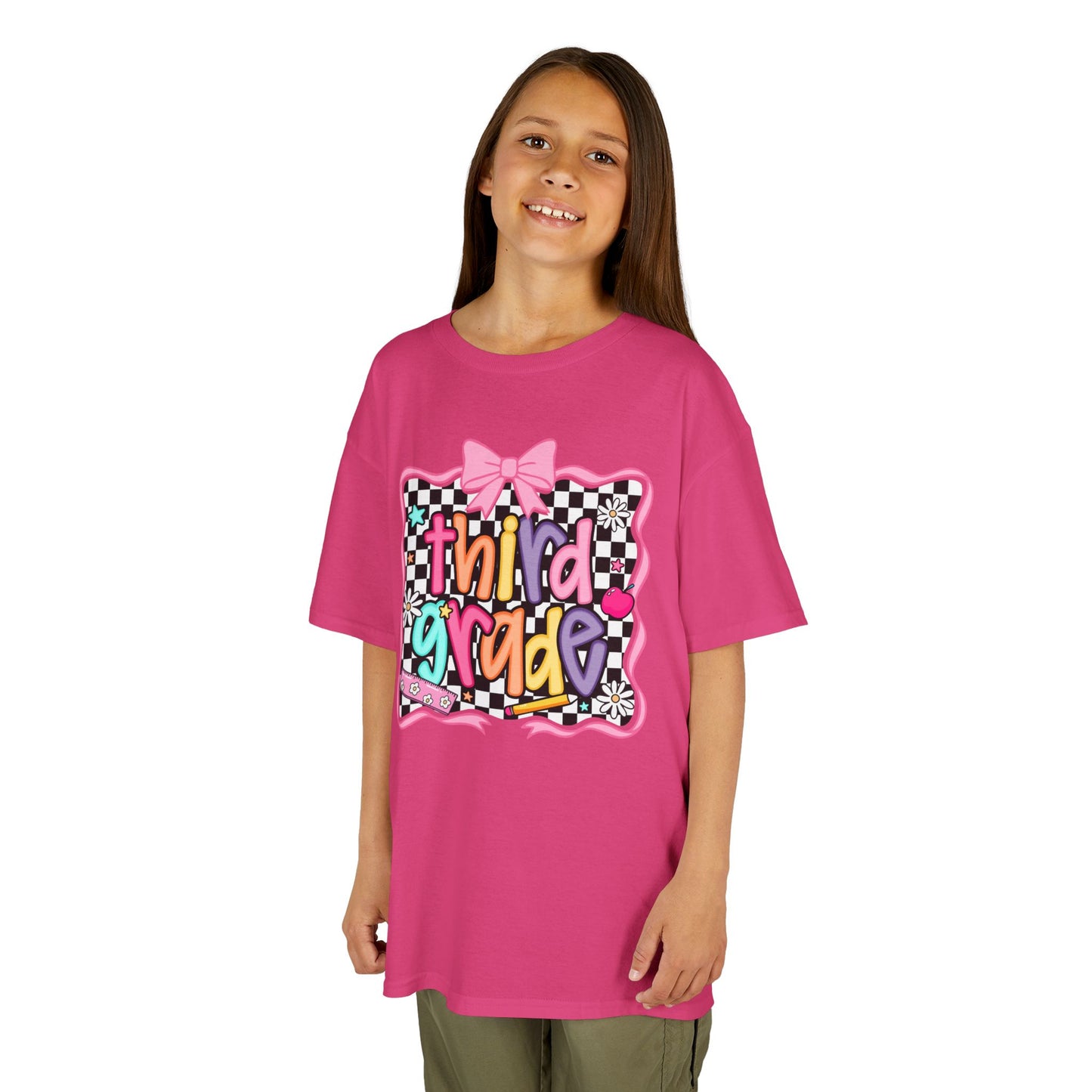 Third Grade Kids T-Shirt — Colorful Back-to-School Tee with Bow