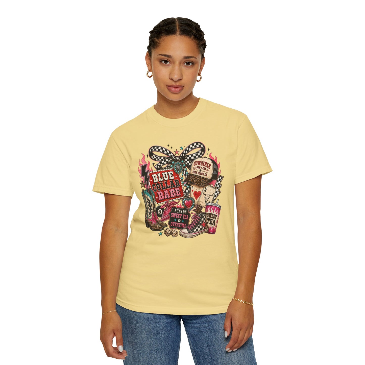 Blue Collar Babe T-Shirt — Retro Cowgirl Graphic Tee