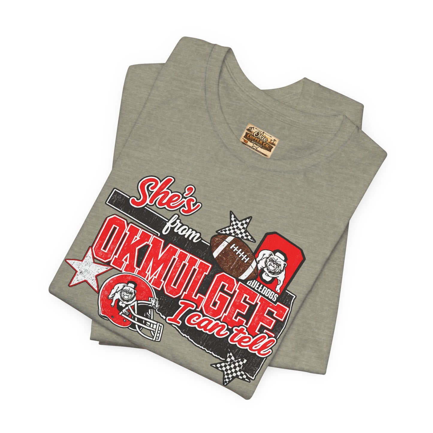 Okmulgee Cardinals Football Tee — She’s From Okmulgee Design