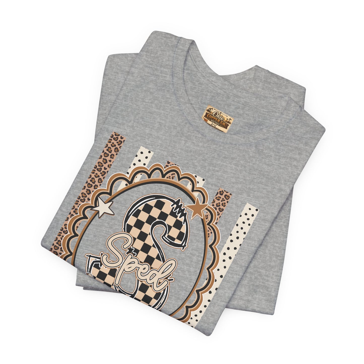 Sped S Monogram Tee — Checkerboard Leopard Graphic T-Shirt