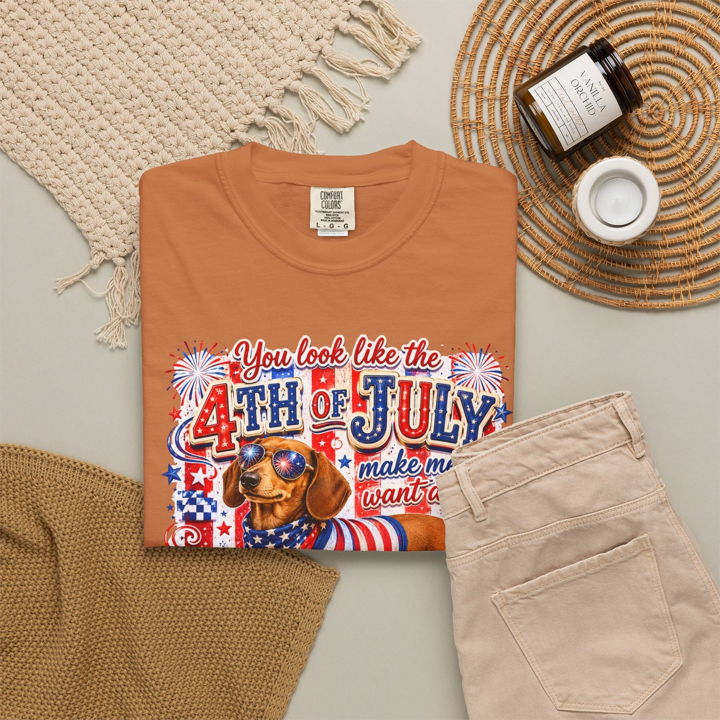 4th of July Hot Dog Dachshund T-Shirt – Patriotic Funny BBQ Tee