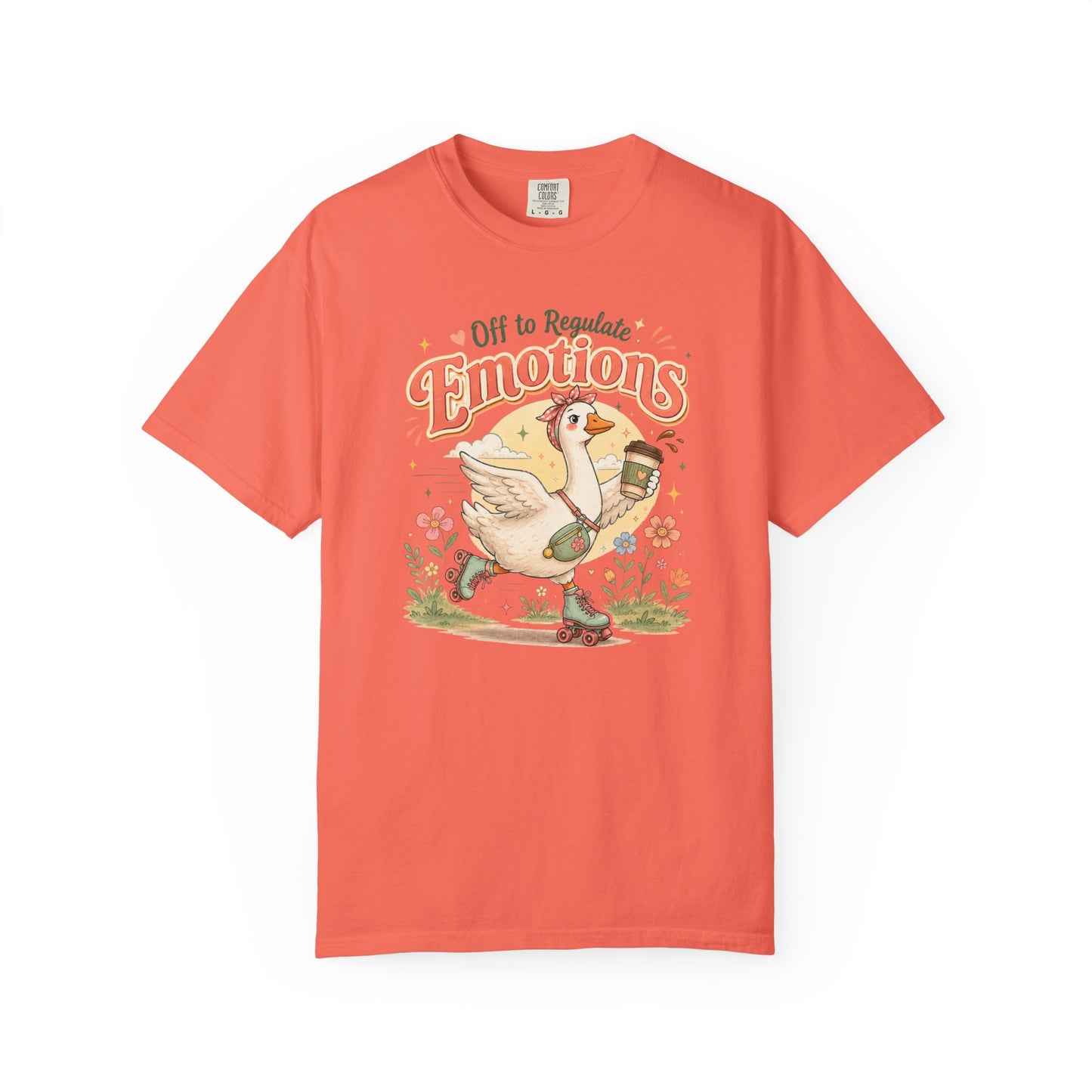 Emotions Duck Graphic T-Shirt — "Off to Regulate" Vintage Coffee Tee