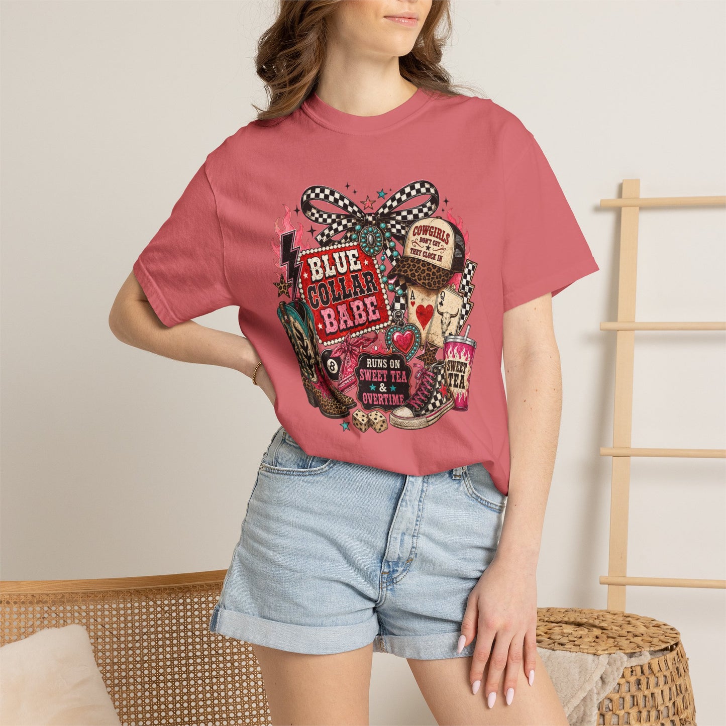 Blue Collar Babe T-Shirt — Retro Cowgirl Graphic Tee