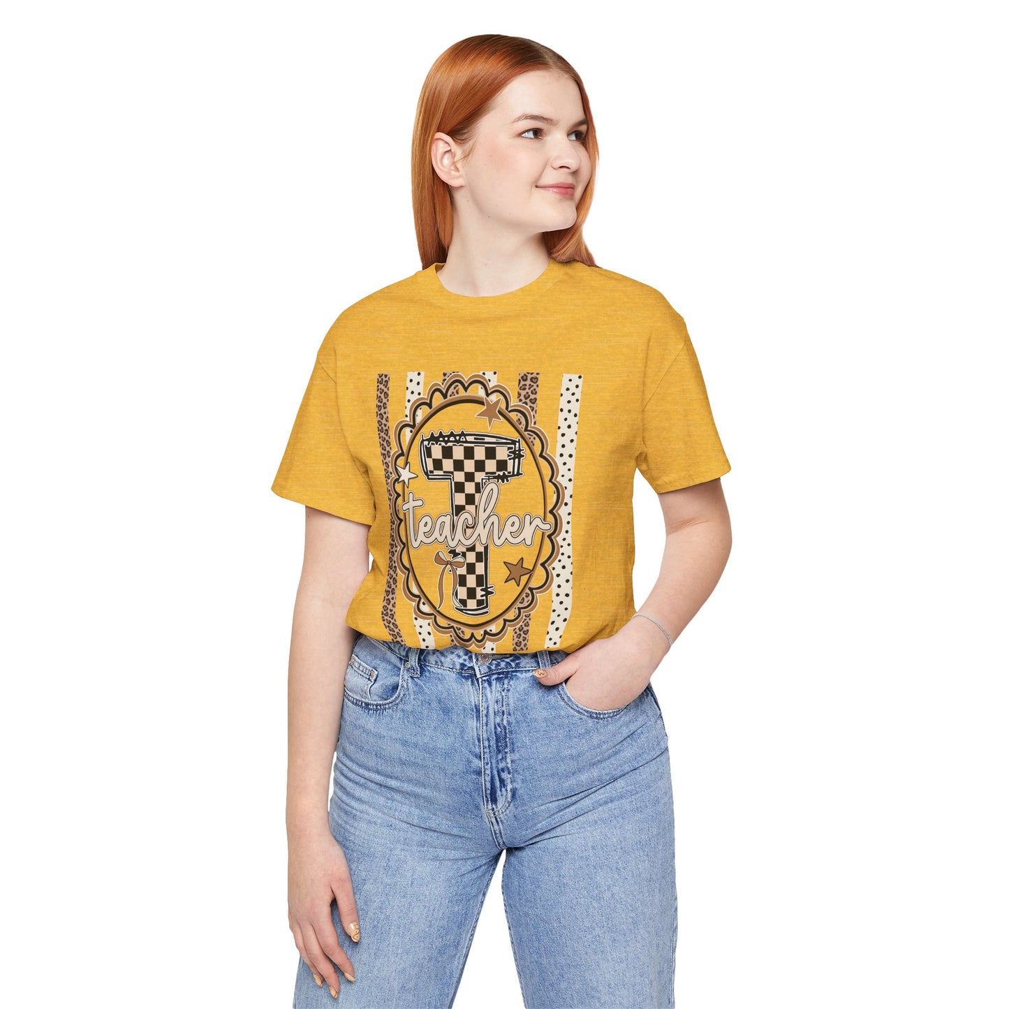 Teacher Monogram Tee — Number 1 Checkered Design