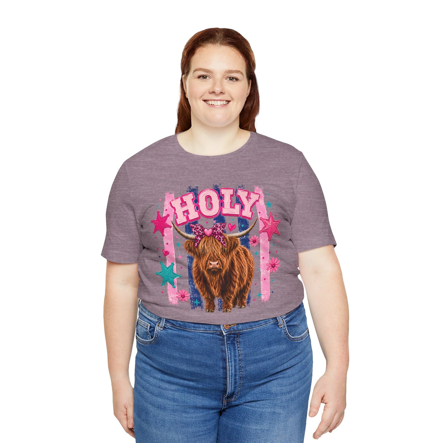 Holy Cow Highland Cow Graphic Tee — Cute Pastel Ranch Shirt