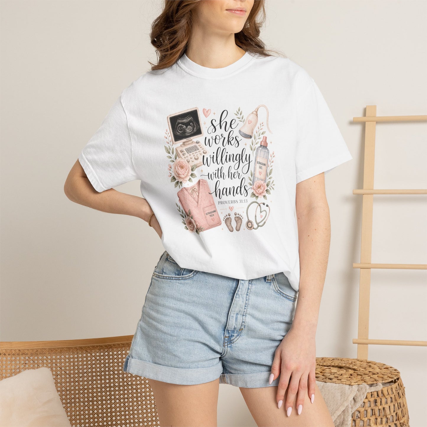 She Works Willingly With Her Hands – Ultrasound Tech Tee