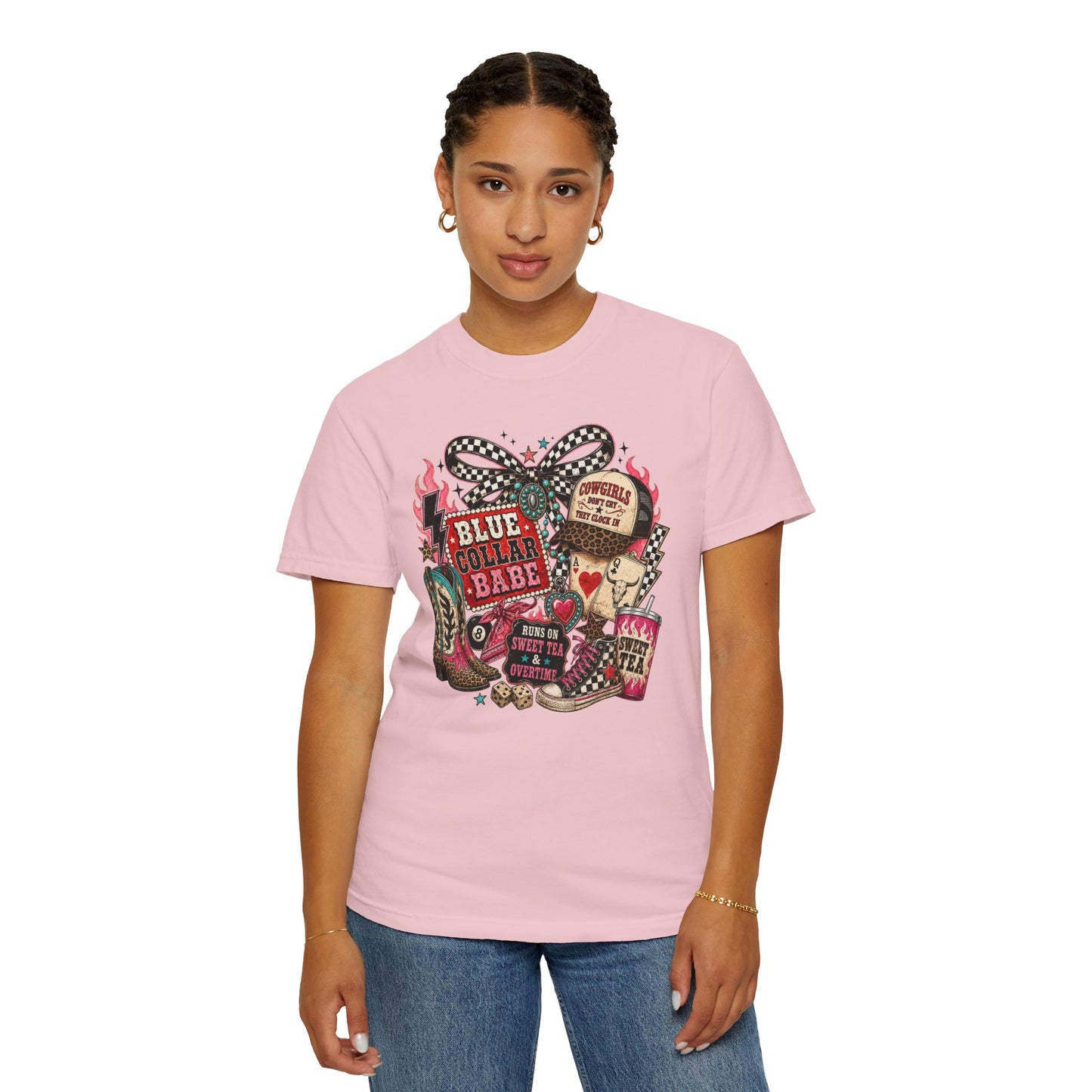 Blue Collar Babe T-Shirt — Retro Cowgirl Graphic Tee