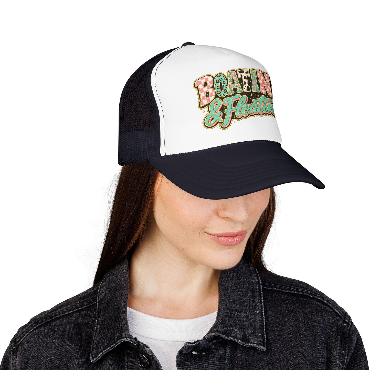 Boatin' & Floatin' Trucker Hat — Retro Floral Pool/Beach Foam Cap