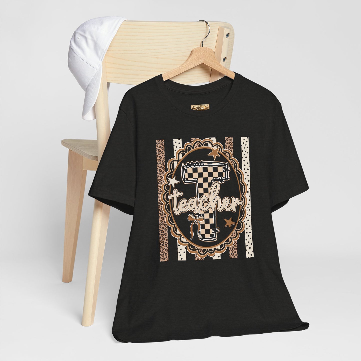 Teacher Monogram Tee — Number 1 Checkered Design