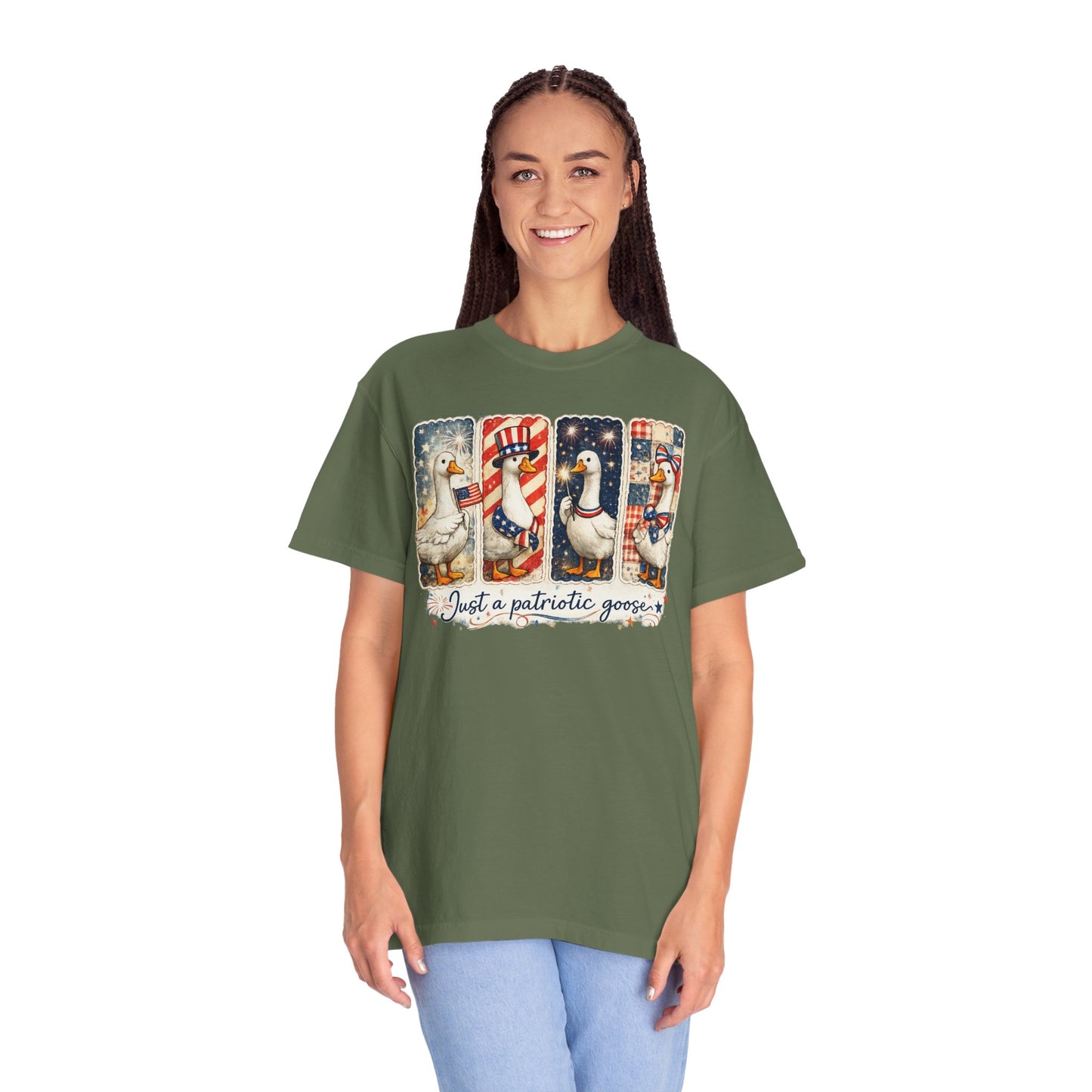 Patriotic Goose T-Shirt — "Just a patriotic goose" Americana Tee