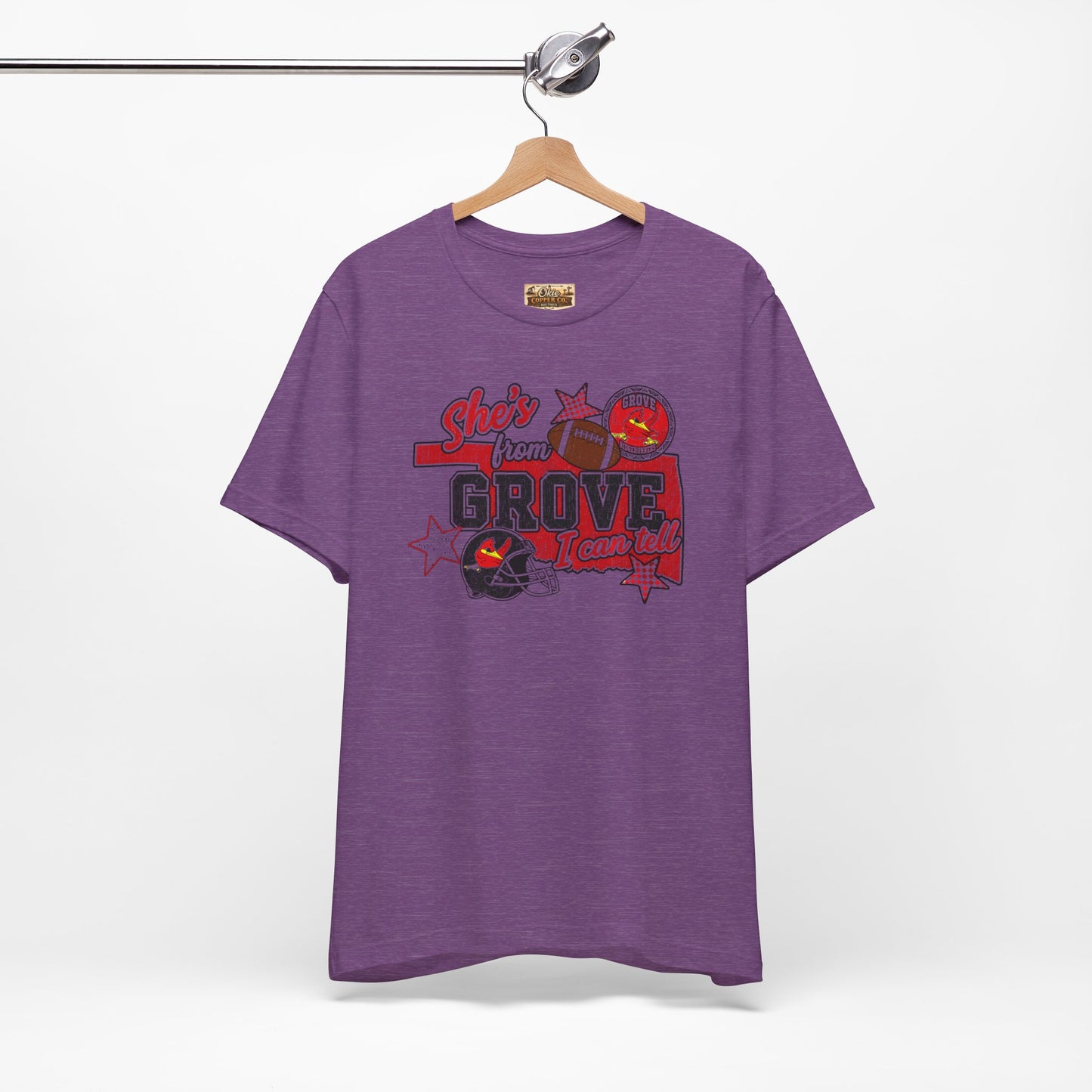 She's From Grove I Can Tell T-Shirt — Grove Football Fan Tee