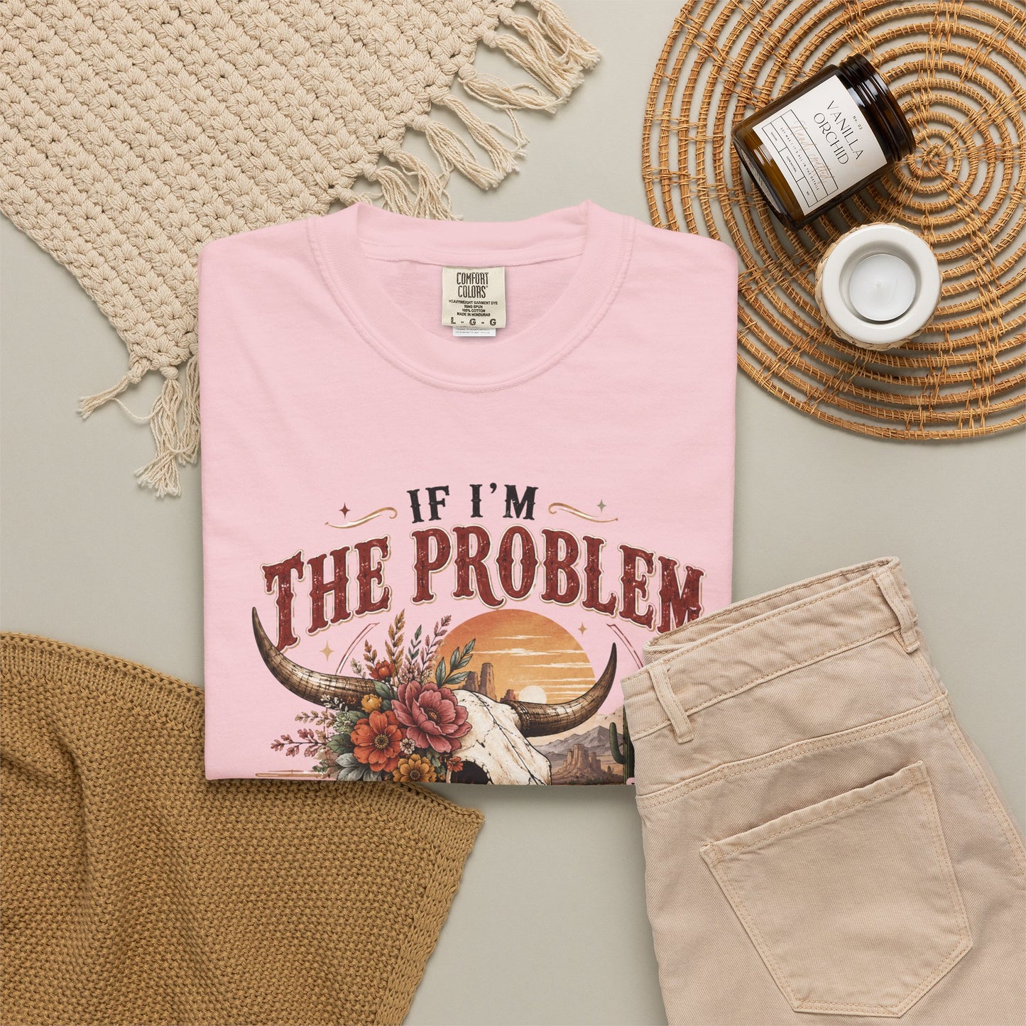“If I’m the Problem, Then You Might Be the Reason” Western Skull Tee