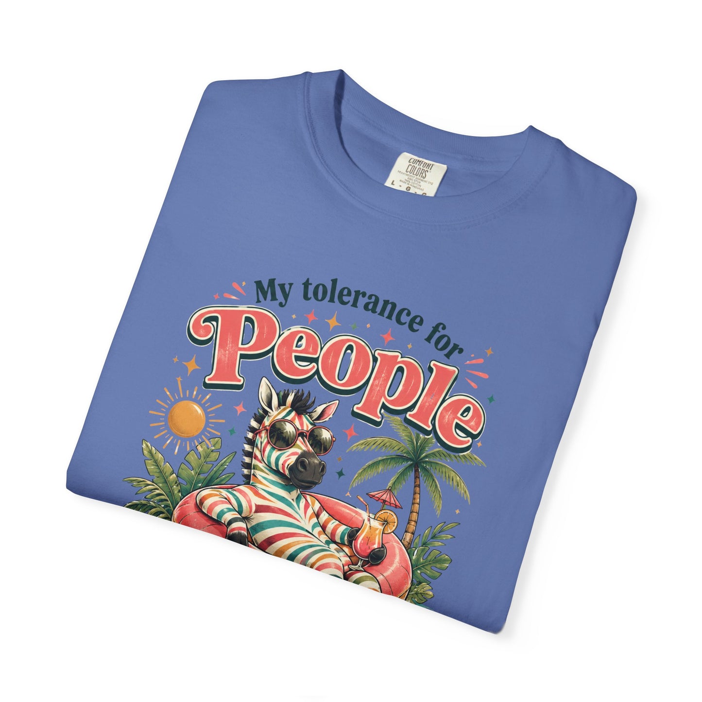 "My Tolerance for People Lasts This Long" Retro Cat Pool Float Graphic Tee