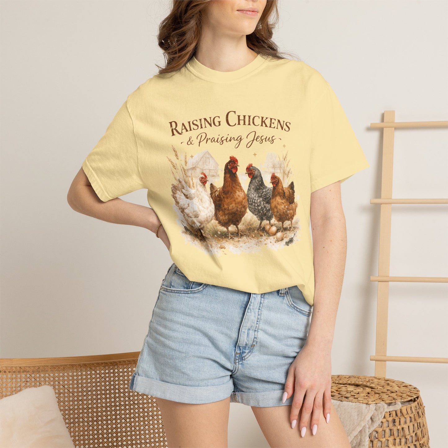 Raising Chickens Praising Jesus T-shirt