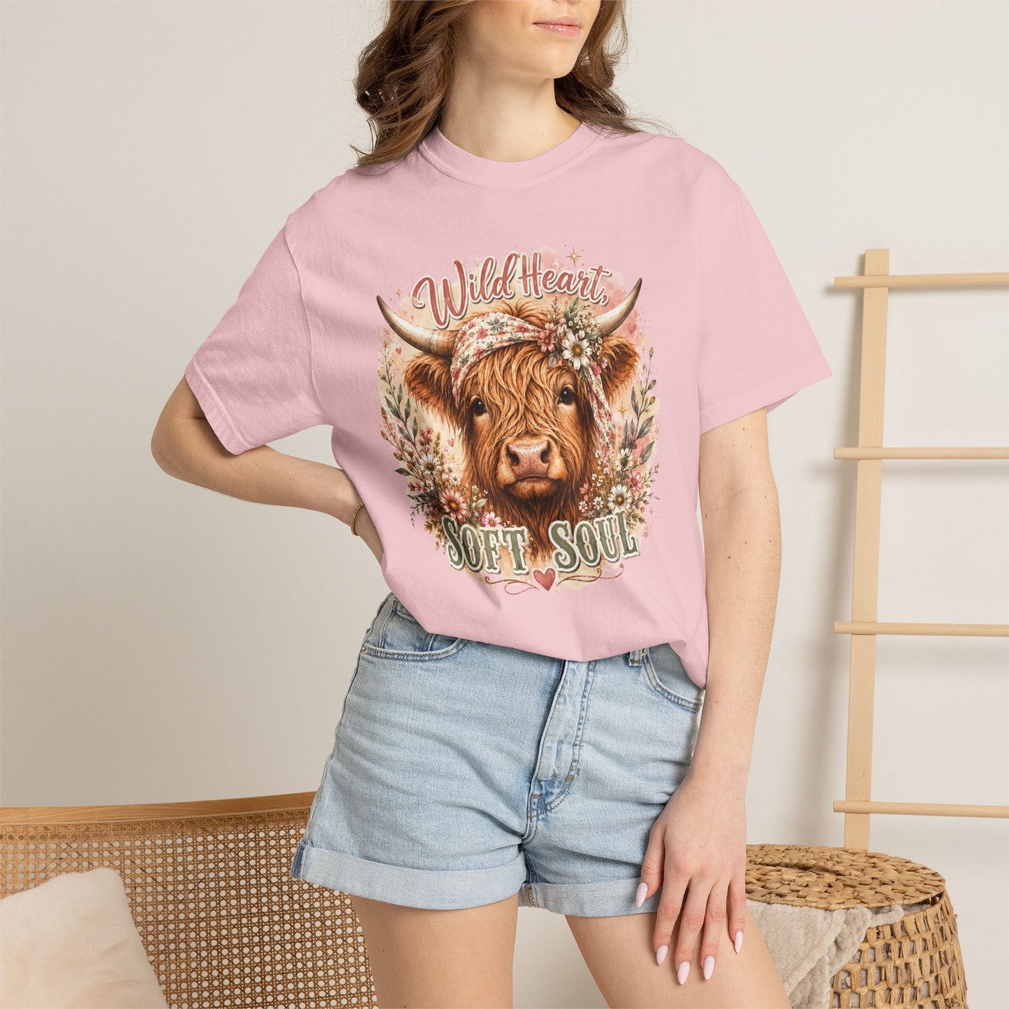 T-Shirt — “Wild Heart, Soft Soul” Highland Cow Graphic Tee