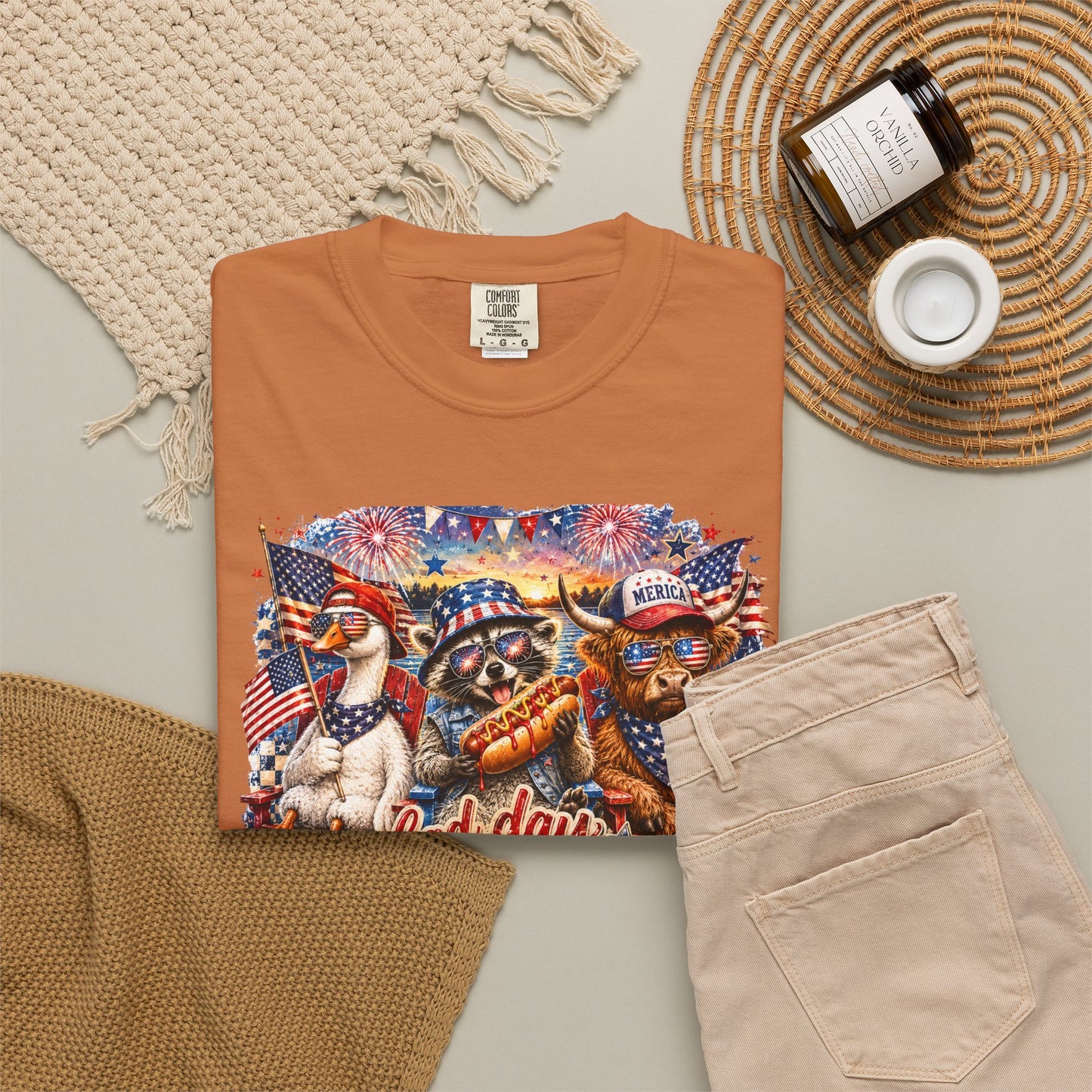 Patriotic 'Born to Be a Hot Dog' Graphic T-Shirt