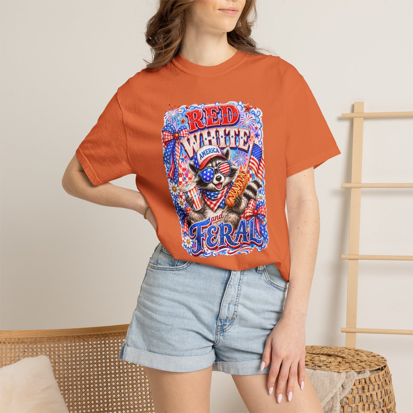 Patriotic "Red White Feral" Graphic T-Shirt