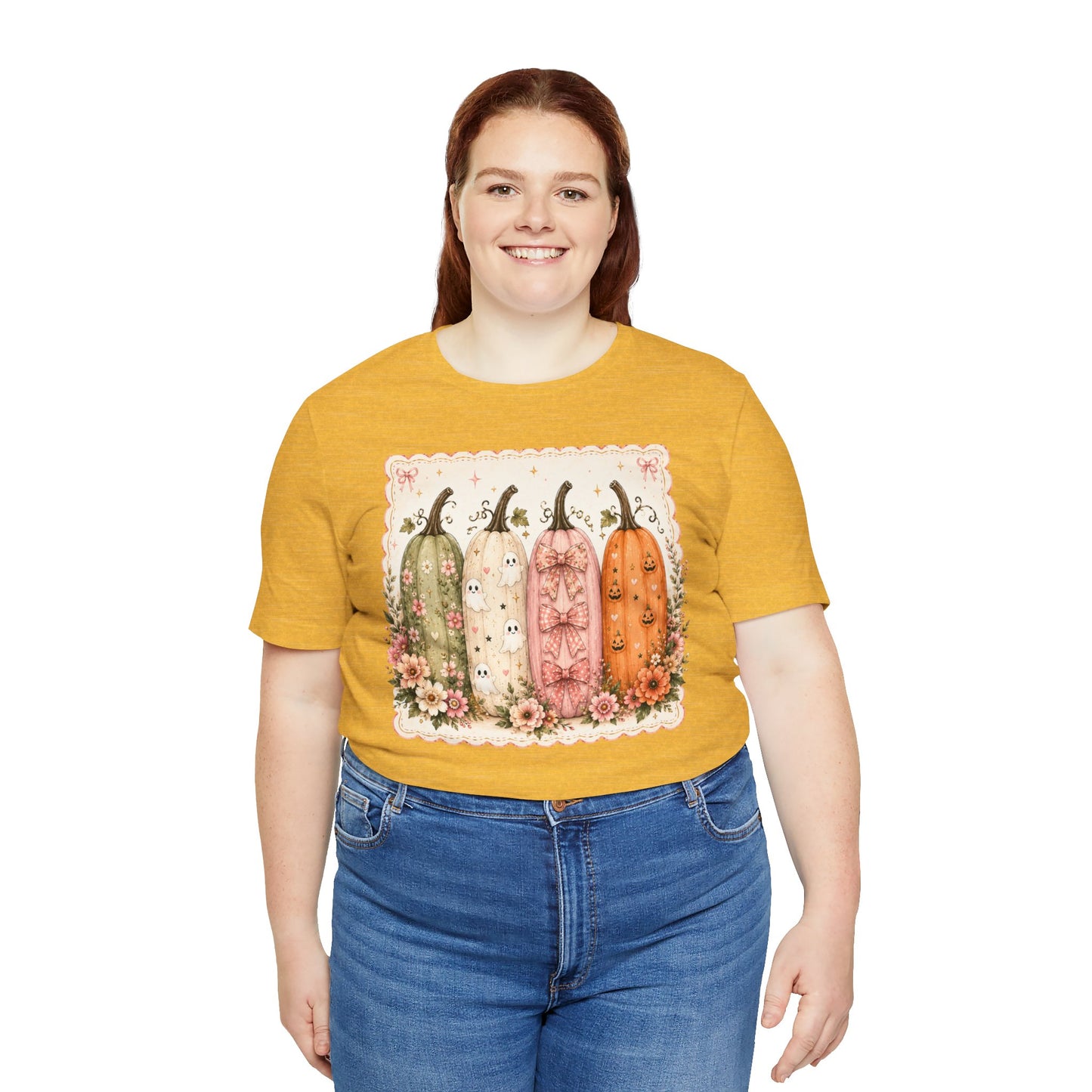 Vintage Floral Pumpkin Tee — Autumn Harvest Graphic T-Shirt