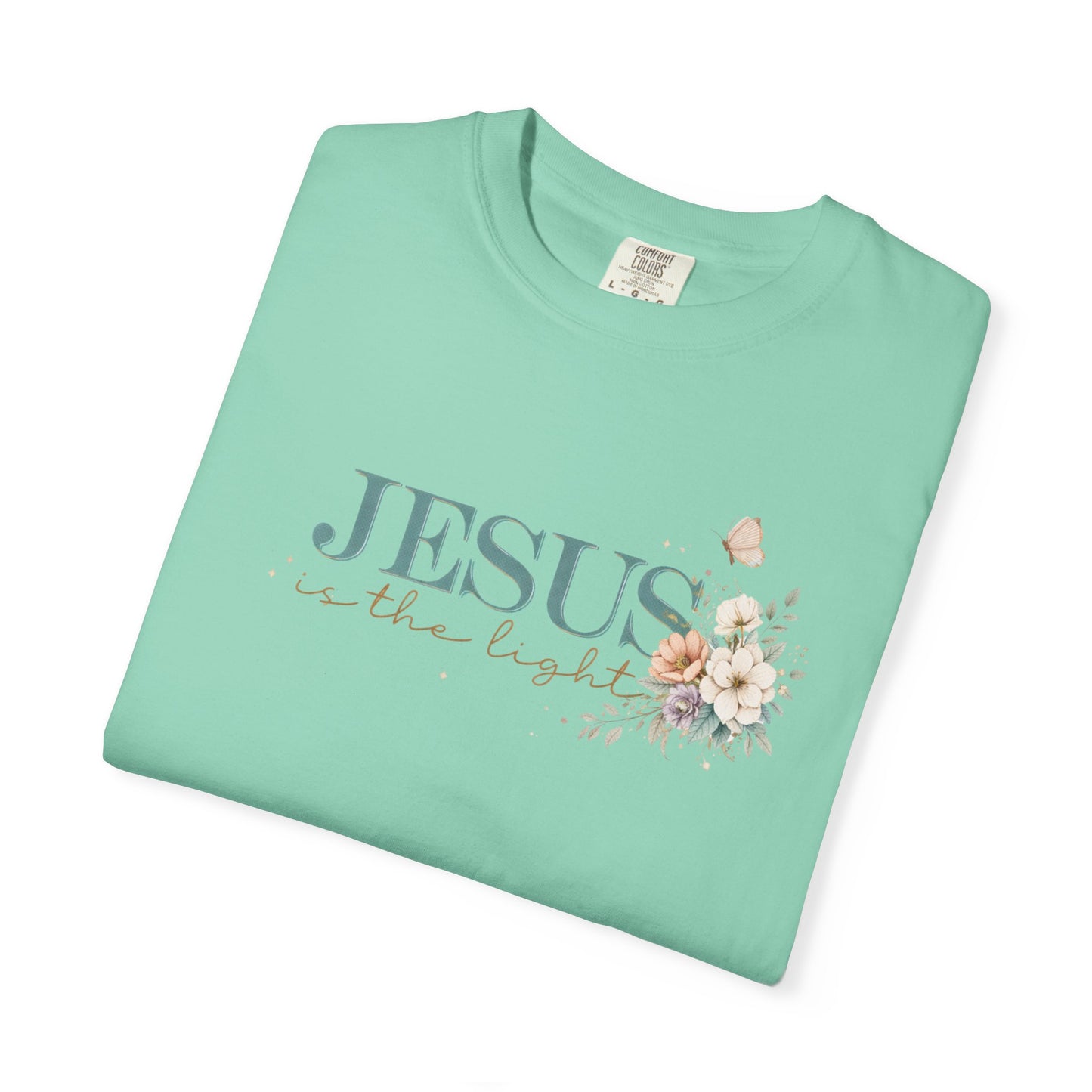 Jesus Is the Light T-Shirt — Floral Cross Christian Tee (Walking in Faith)