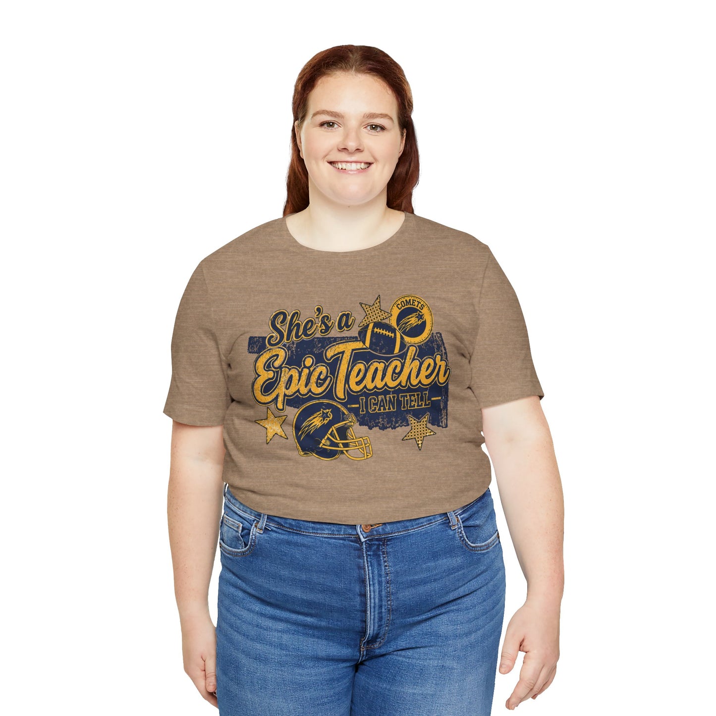 Epic Teacher Football T-Shirt — "She's a Epic Teacher" Coach & School Spirit Tee