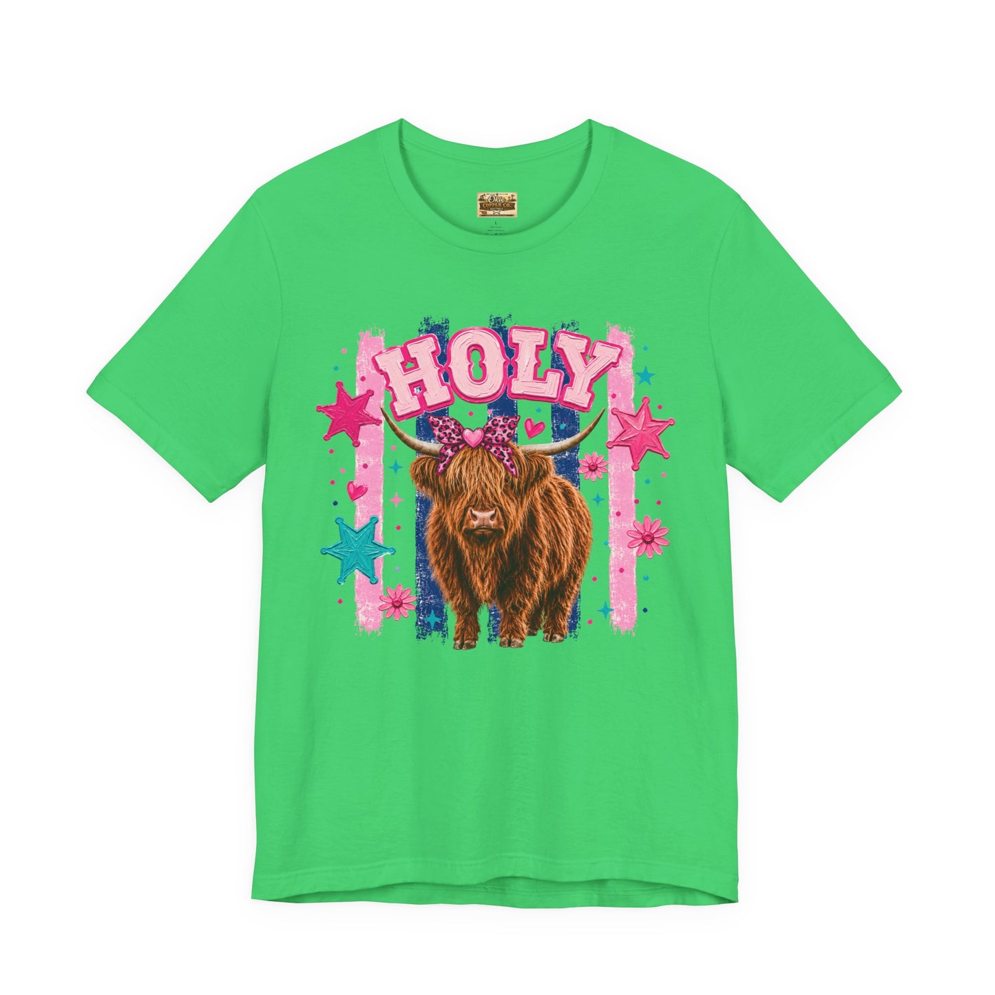 Holy Cow Highland Cow Graphic Tee — Cute Pastel Ranch Shirt