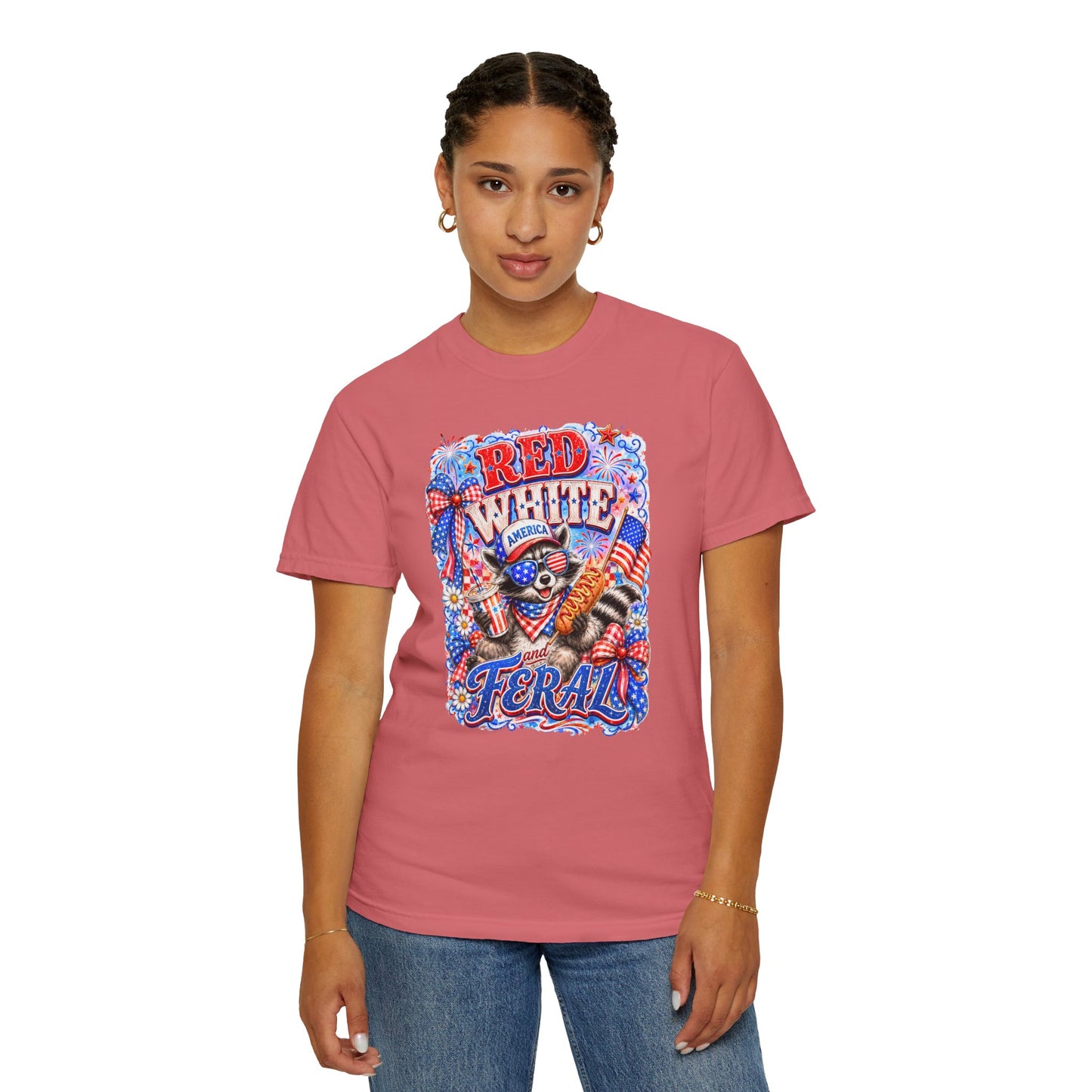 Patriotic "Red White Feral" Graphic T-Shirt