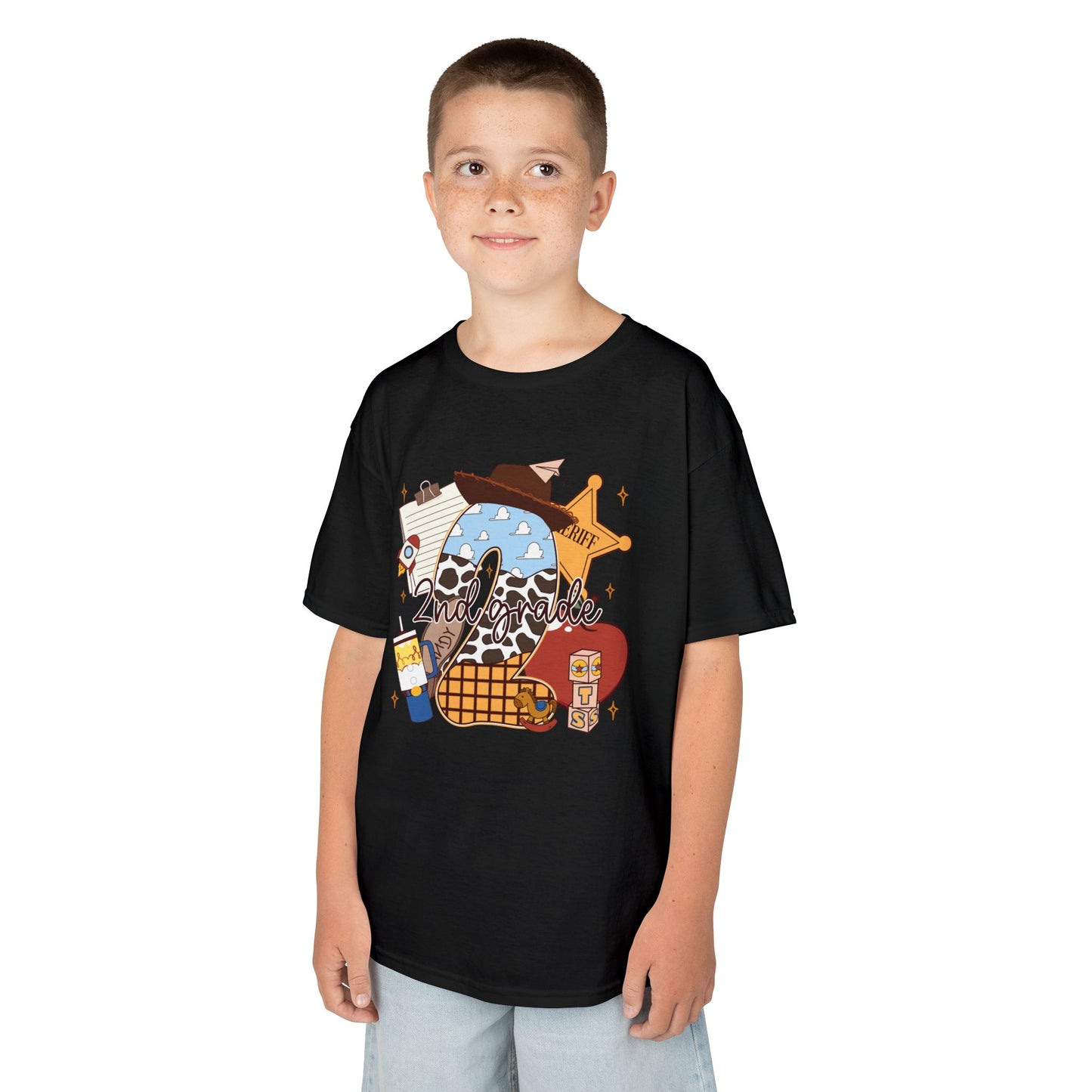 Kids Graphic Tee — Cute Western Sheriff Skull Cowboy Design