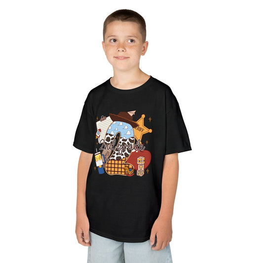 Kids Graphic Tee — Cute Western Sheriff Skull Cowboy Design