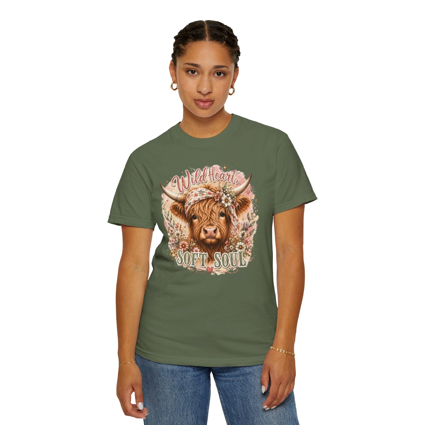 T-Shirt — “Wild Heart, Soft Soul” Highland Cow Graphic Tee