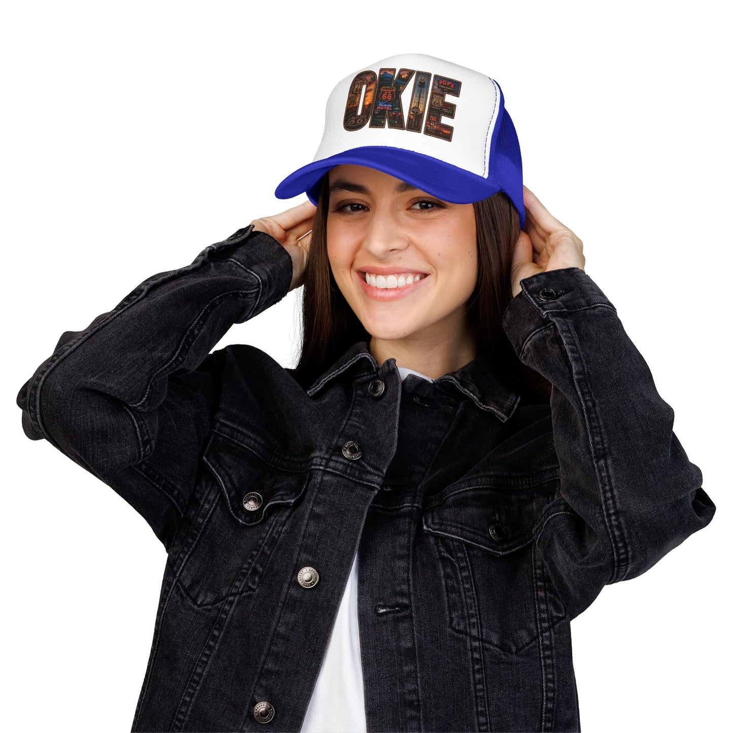 Route 66 Trucker Hat — Vintage 'ONE' Road Sign Graphic Foam Cap