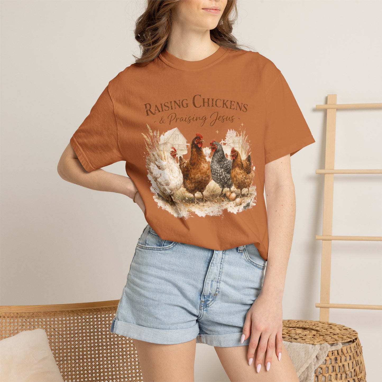 Raising Chickens Praising Jesus T-shirt