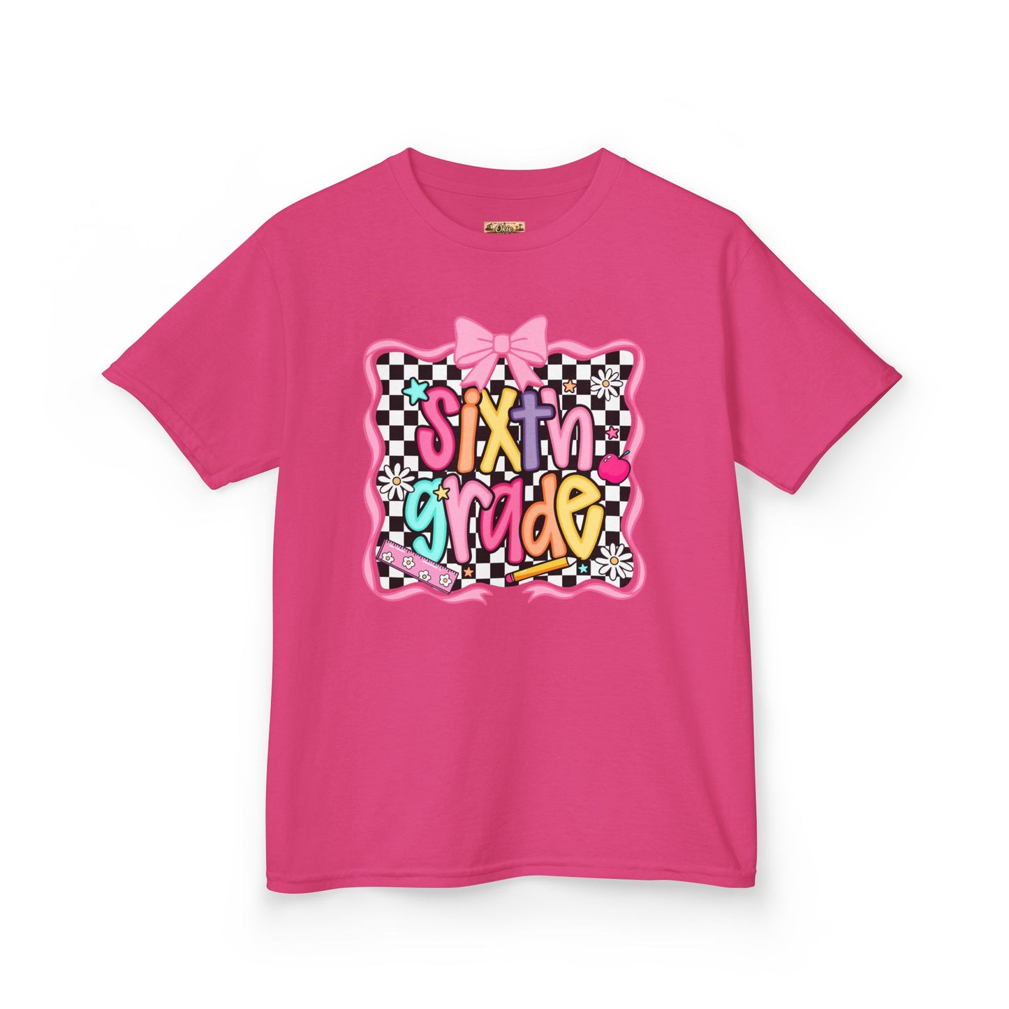 Sixth Grade Kids T‑Shirt - Colorful Checkerboard Back-to-School Tee